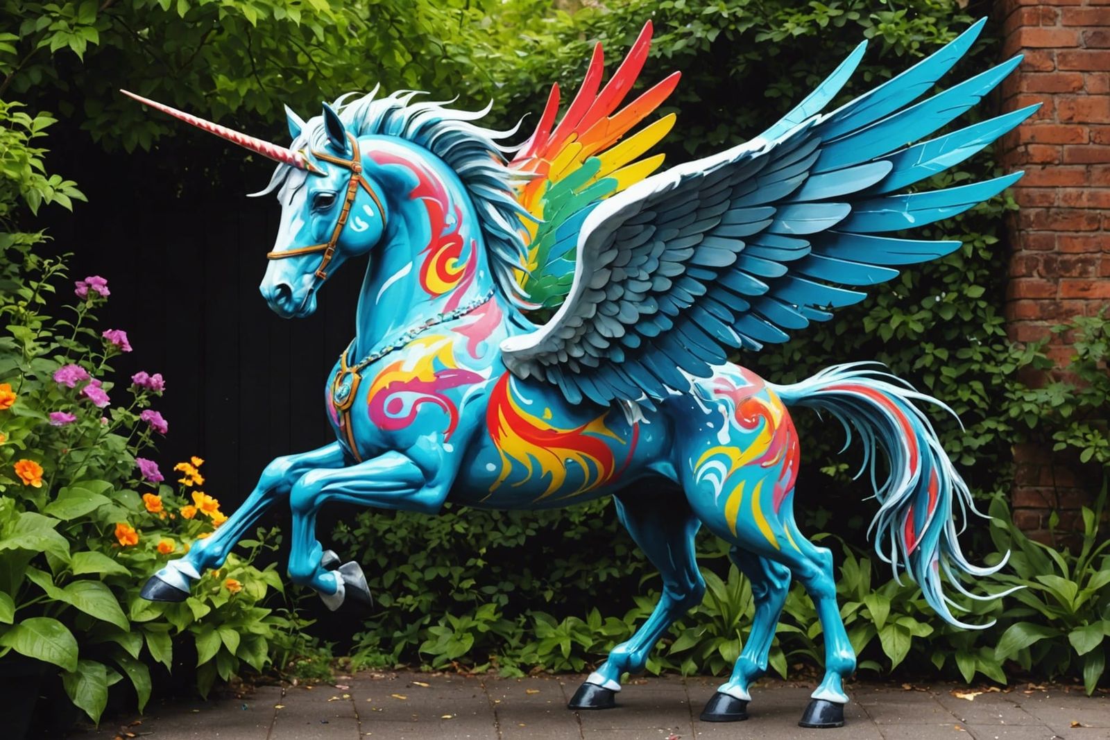 Pegasus in Garden: Graffiti Art, Splash Art Style