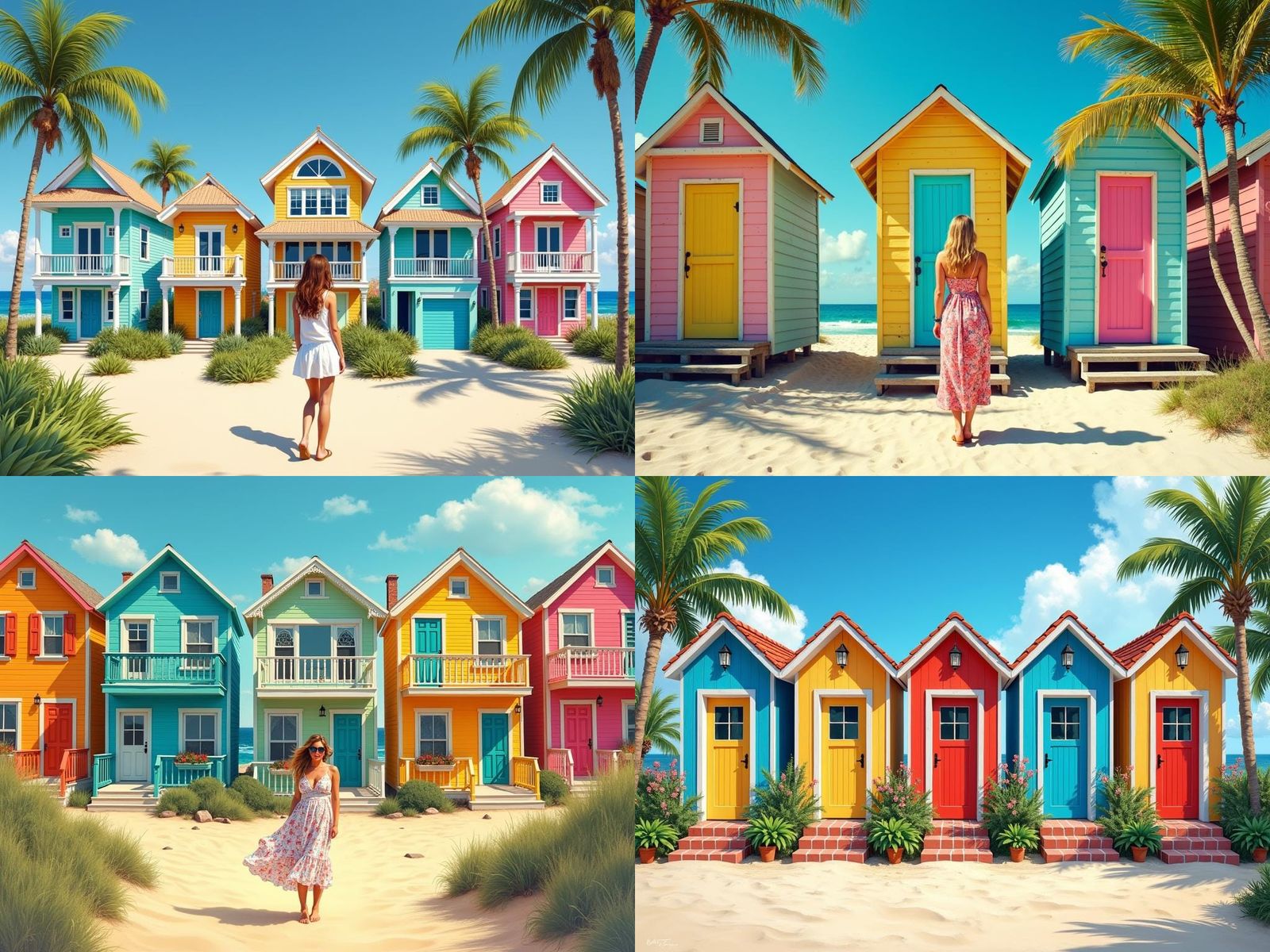 Colorful Beach Houses Stand Side-by-Side