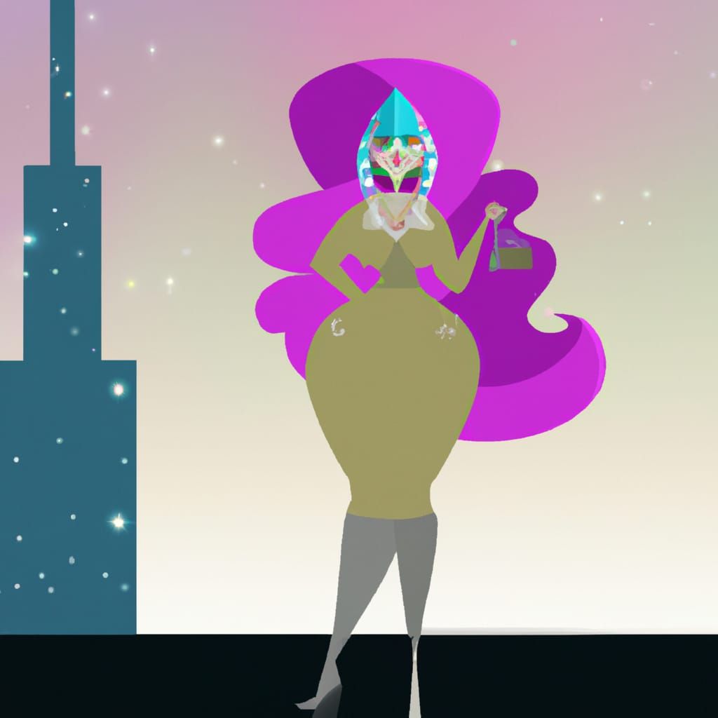 Plus Size Goddess Strides Martian Avenue in HDR