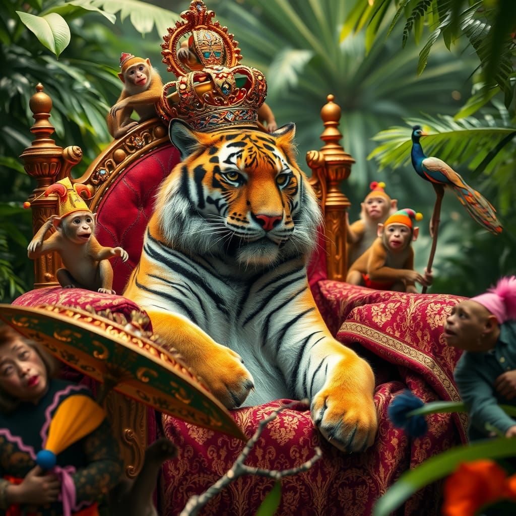 Royal Bengal Tiger King on Jungle Throne