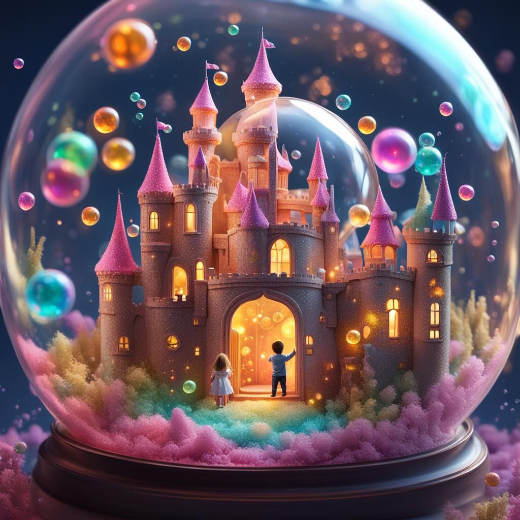 Glittered Haunted Castle in a Bubble, Candy Art