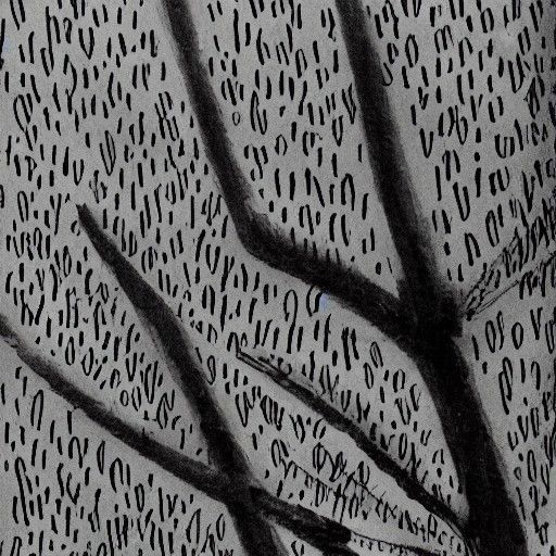 Rainy Night Ink Drawing with Bokeh Effect