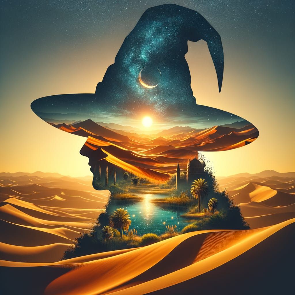 Desert Oasis Hidden Inside Wizard's Hat