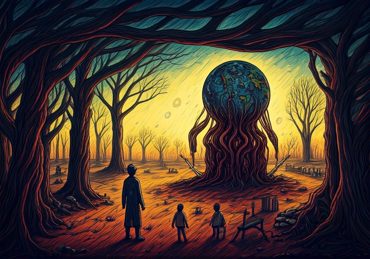 Surreal Doodle World Art in Vibrant Colors