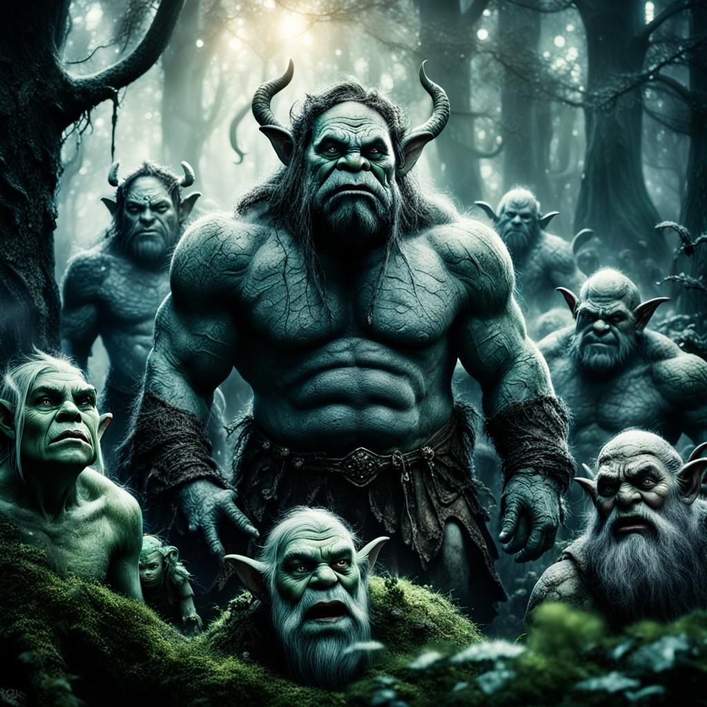 Mystical Gathering: A Hyperrealistic Dark Fantasy Portrait