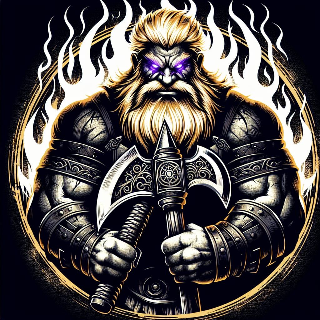 Menacing Dwarf Barbarian Ready for Battle
