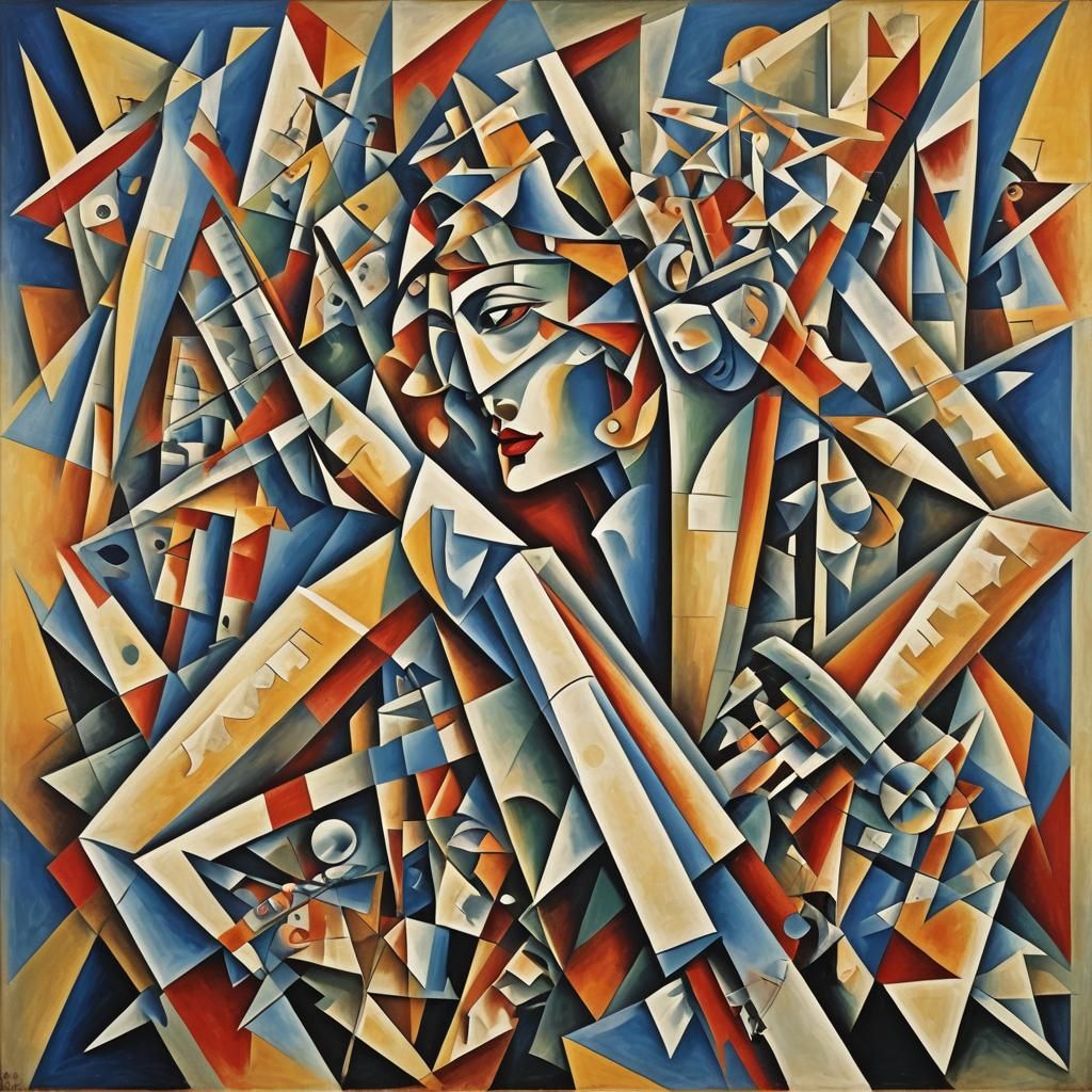 Abstract Cubist Composition Inspired by Technical Ecstasy