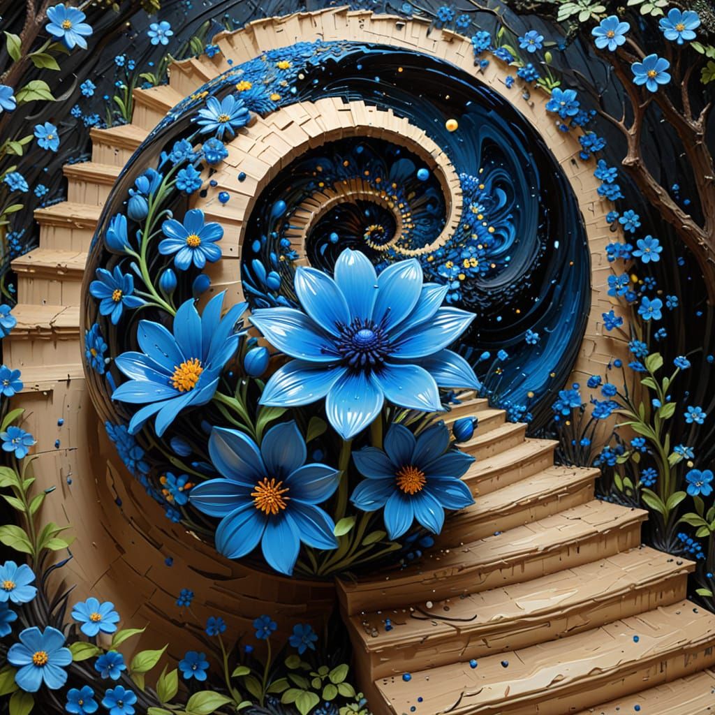 3D Impasto Vortex on the Stairway to Eternity