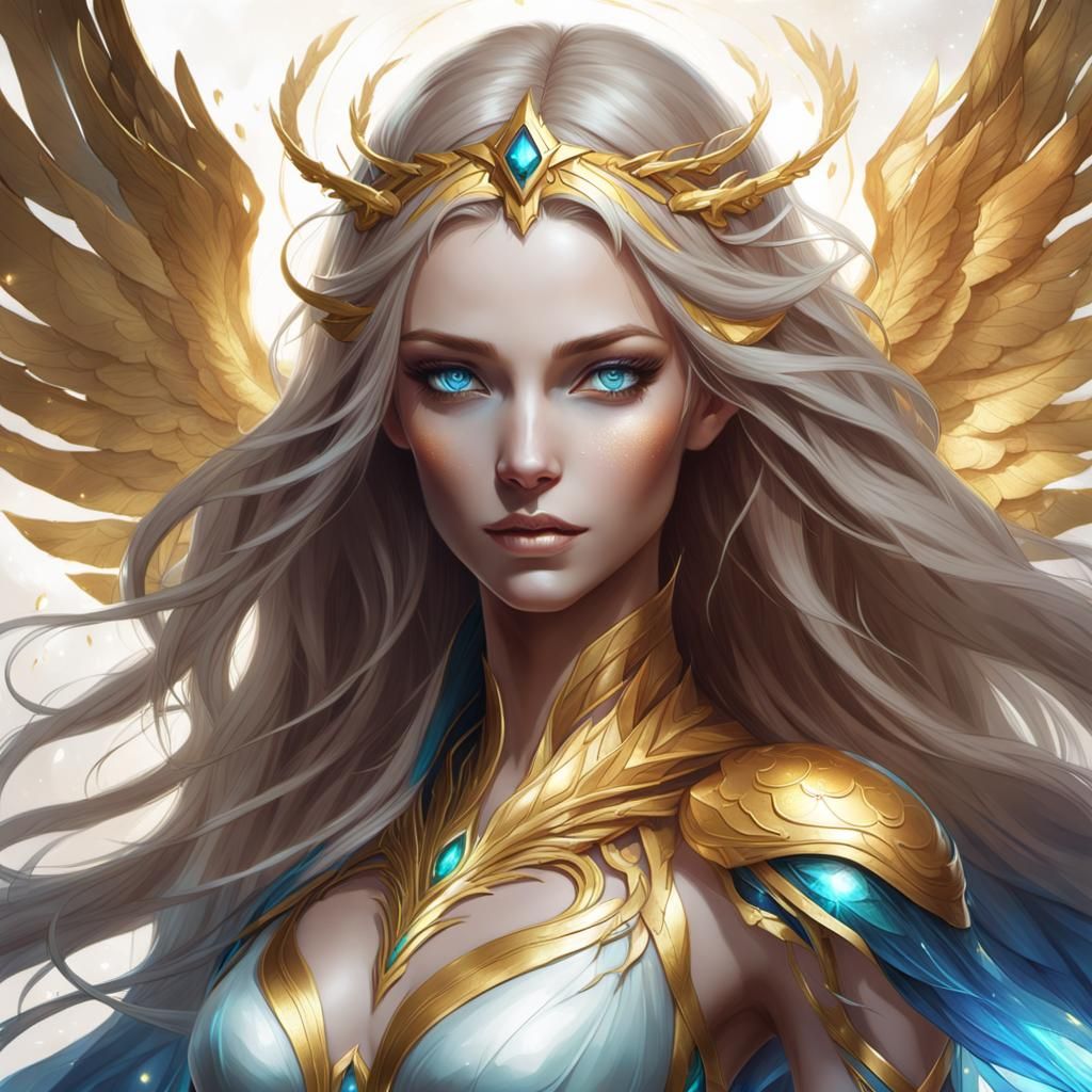 Majestic Magical Being with Golden Wings: Concept Art