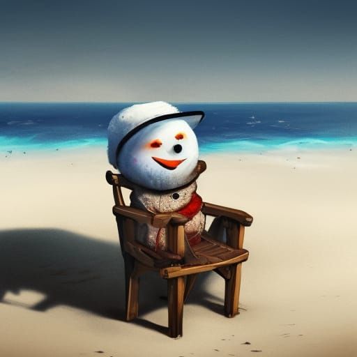 Snowman's Beach Day: A Hyperdetailed Dark Fantasy Concept