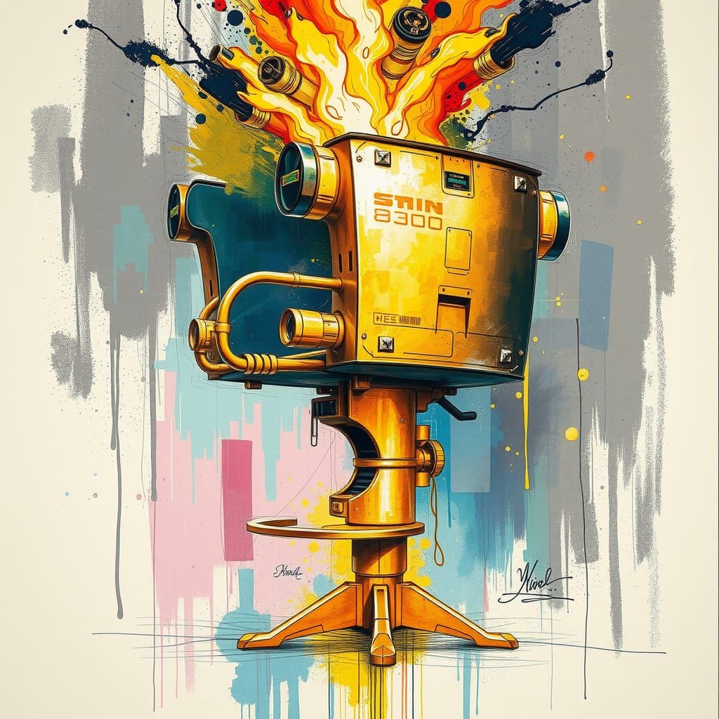 Electric Rocking Chair Technical Drawing in Splash Art