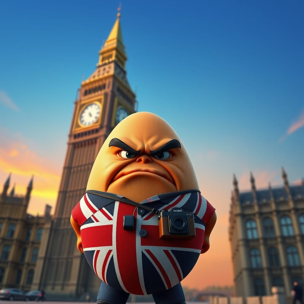Enraged Egg Tourist Stares Down Big Ben in London