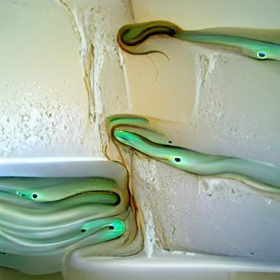 Pastel Green Eels Intertwined on Bathroom Wall