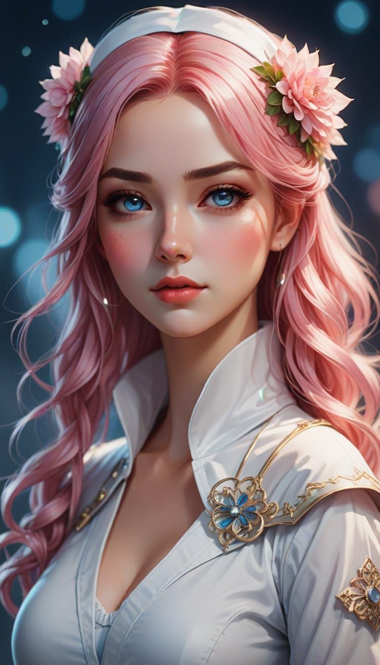 A Tsundere Nurse in a Vibrant Halloween Costume