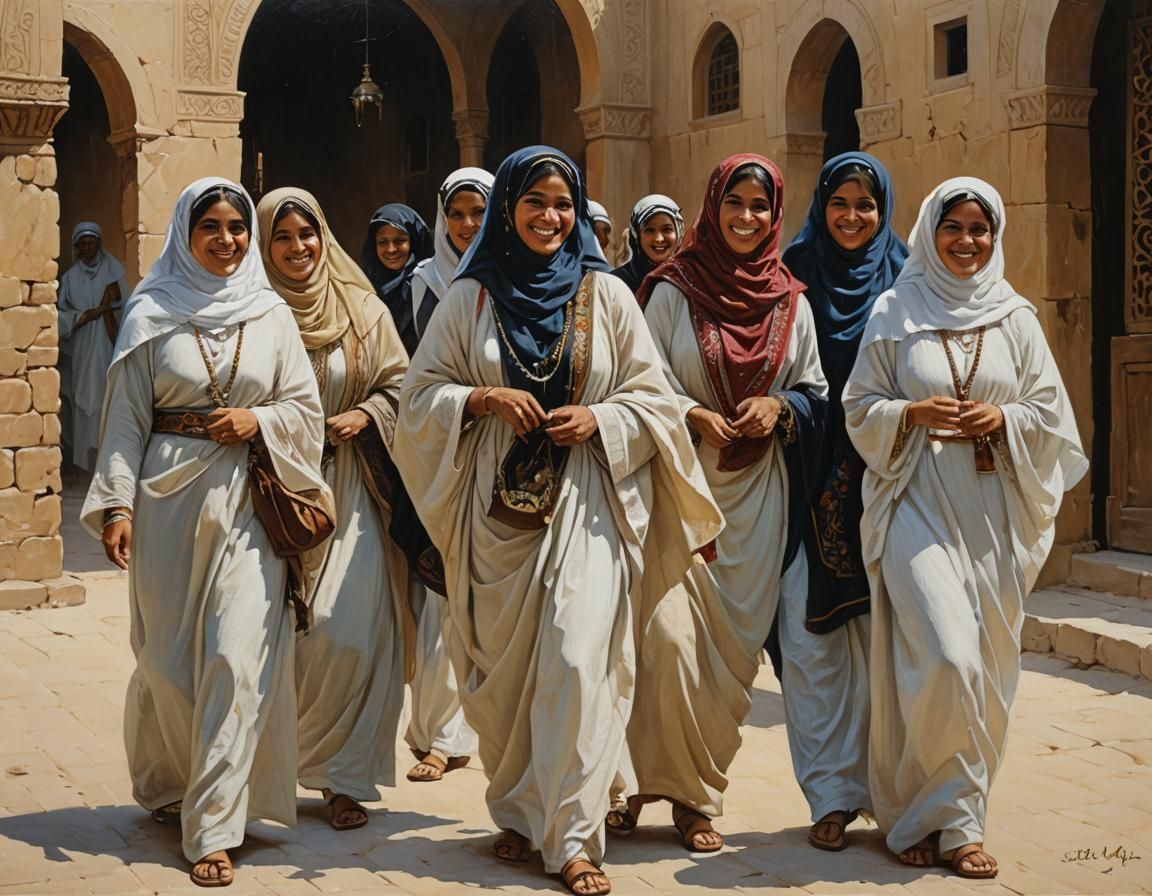 Beautiful Arabic Woman in Abaya: An Oil Painting