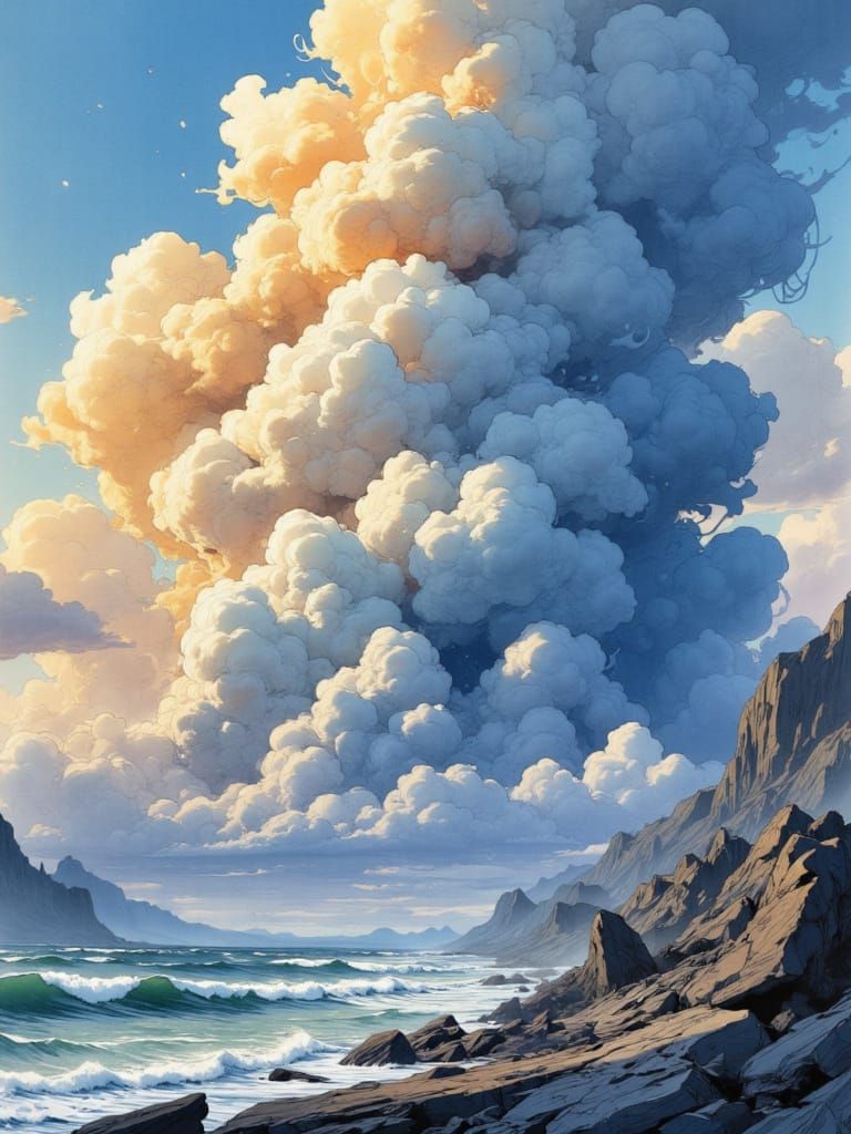 <lora:Interregnum:1.0> long view, zoomed out, ultra wide angle, storytelling, (emotive sketch:1.4) of dnd cloud giant, d...