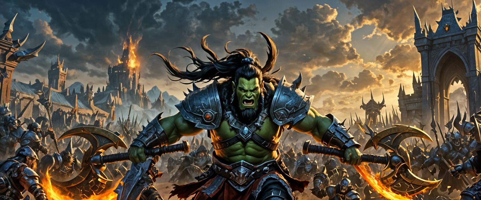 Epic Orc Warchief in Warcraft Style