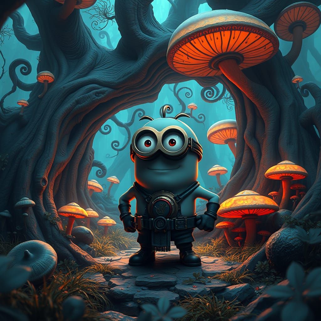 Mystical Sigma Minion in Dreamlike Landscape
