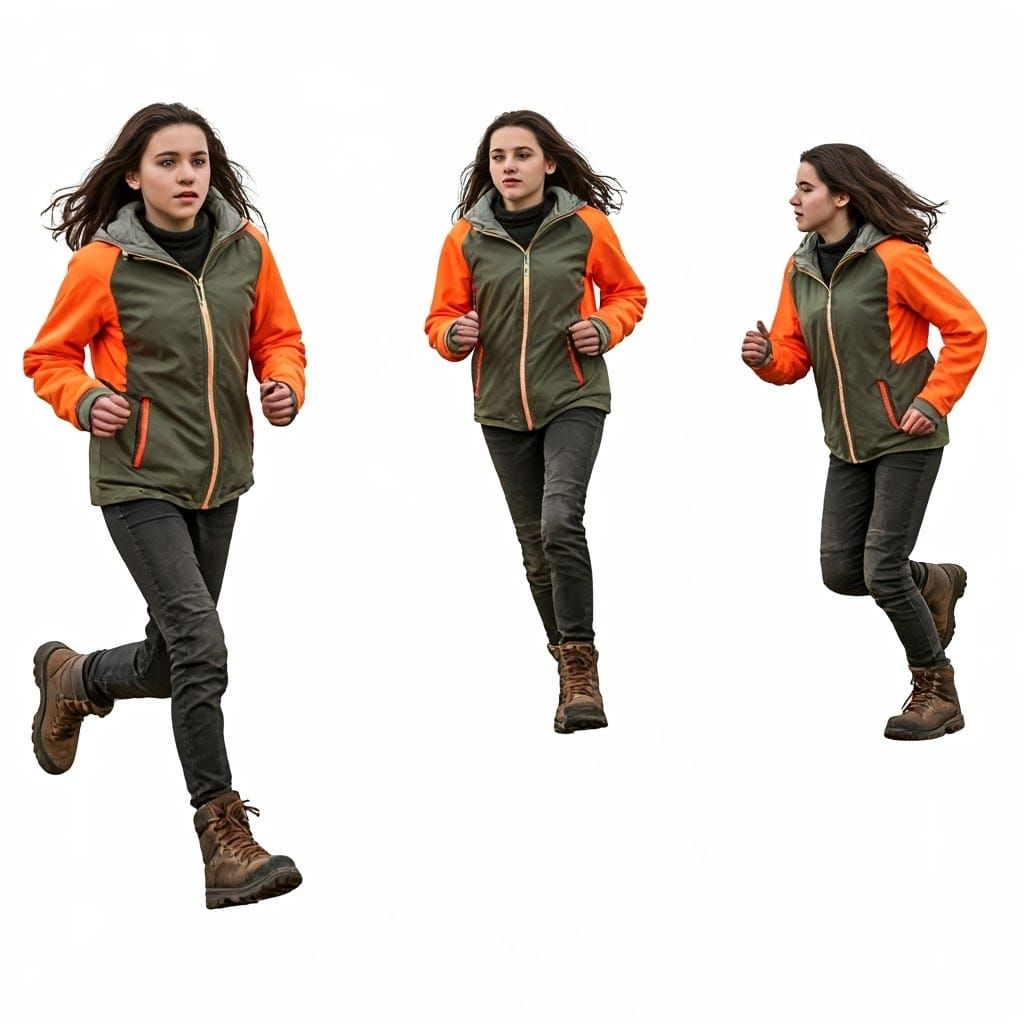 Teenage Girl Running in Post-Apocalyptic Minimalist Fashion