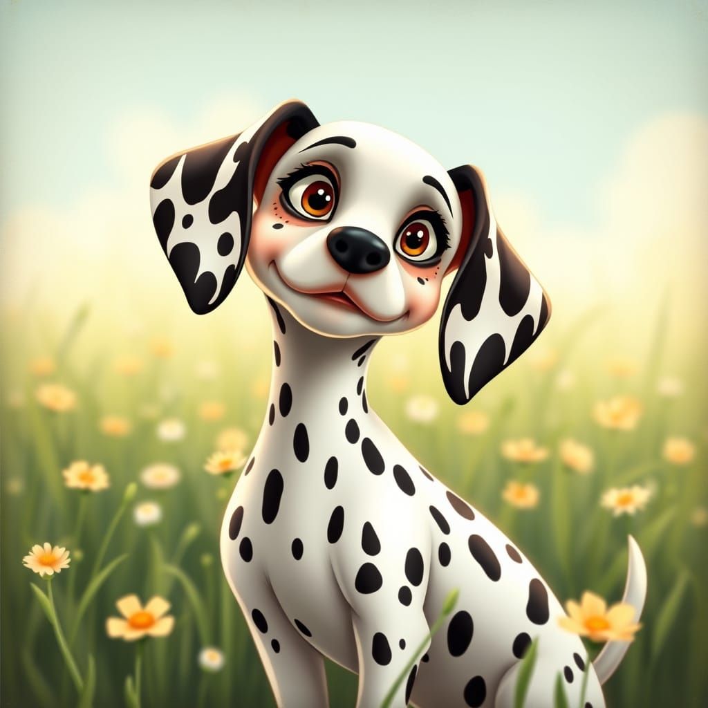 Vintage Dalmatian in Rubberhose Cartoon Style