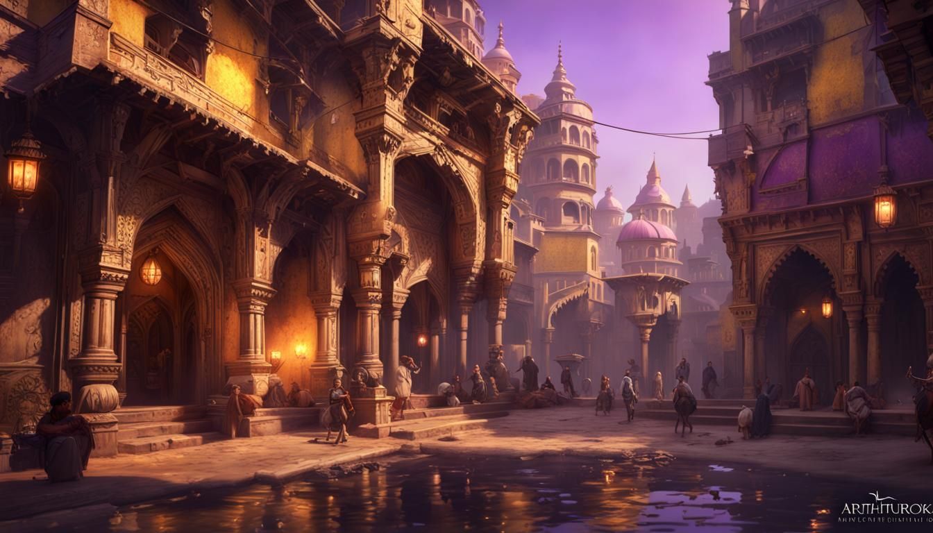 Mathura India Medieval City in Dark Fantasy Style