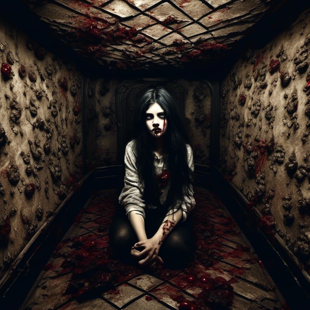 Claustrophobic Woman in Confined Space: Minimalist HDR