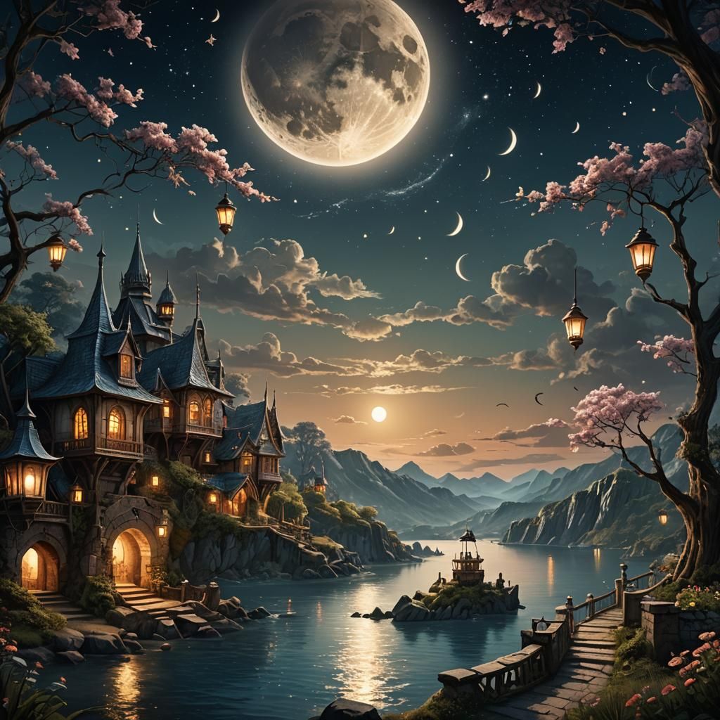 Enchanting Summer Evening Dreamscape in Deep Color