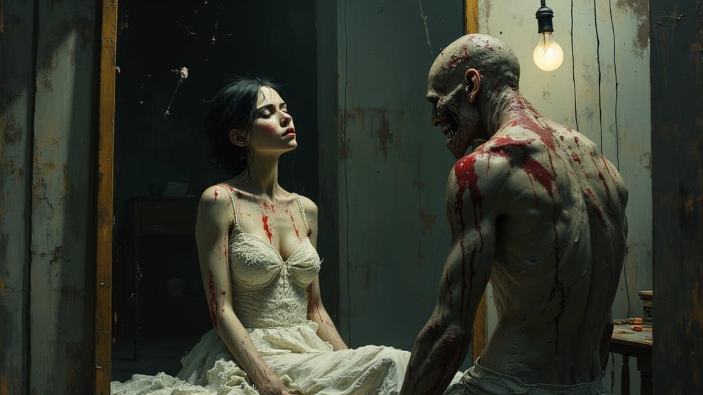 Zombie Lady Restores Jaw in Dark Bedroom