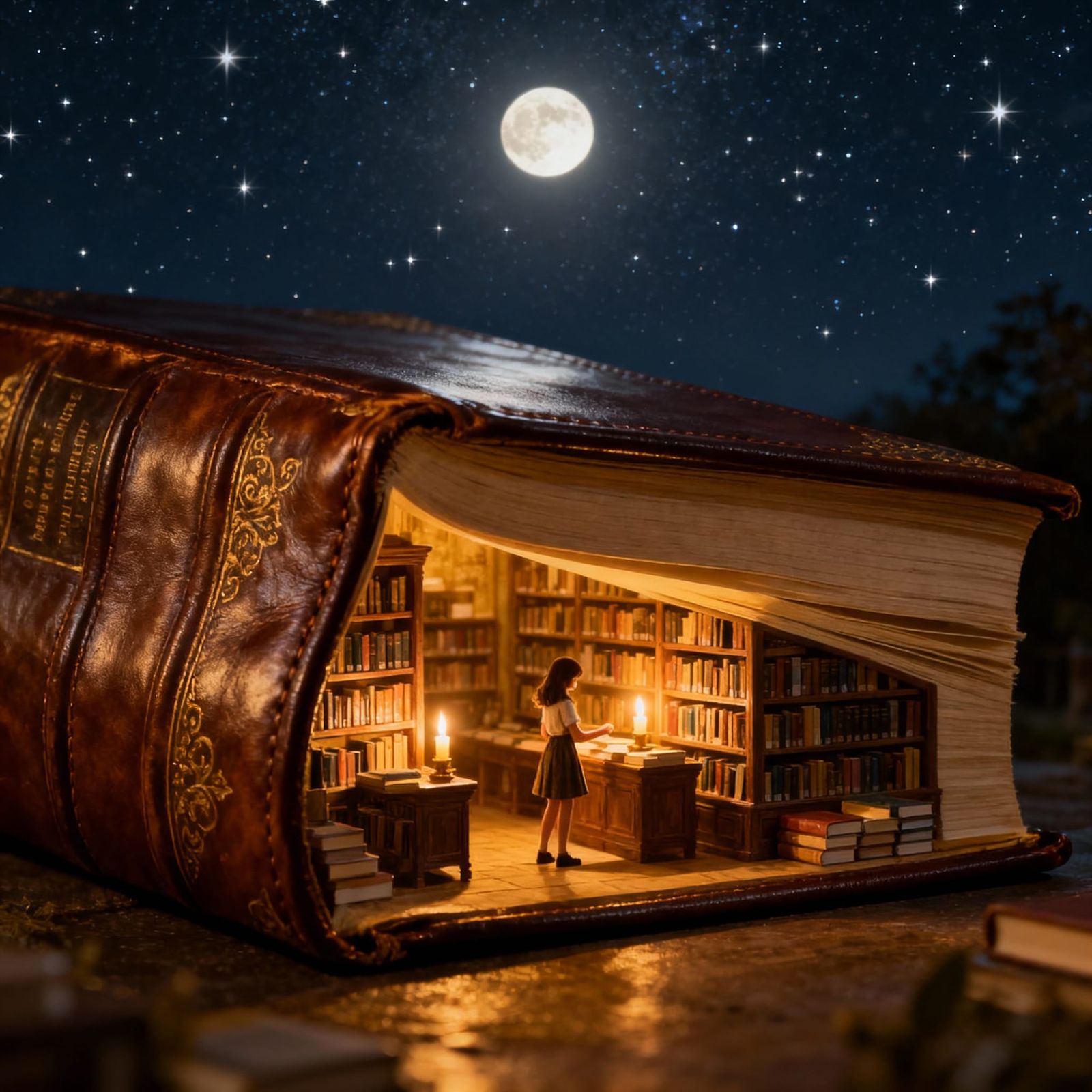 Surreal Bookstore Hidden Inside Giant Leather Book