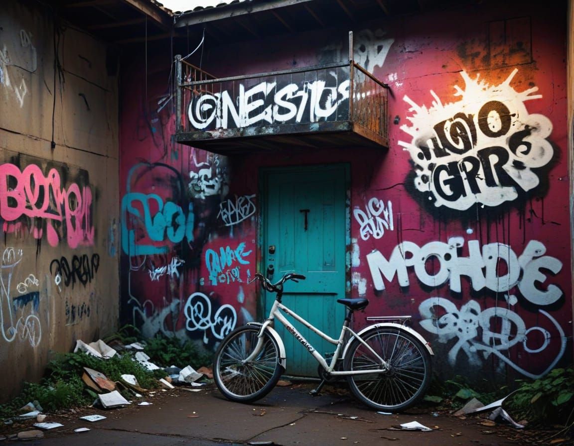 Urban Decay Graffiti Masterpiece in Street Art Style