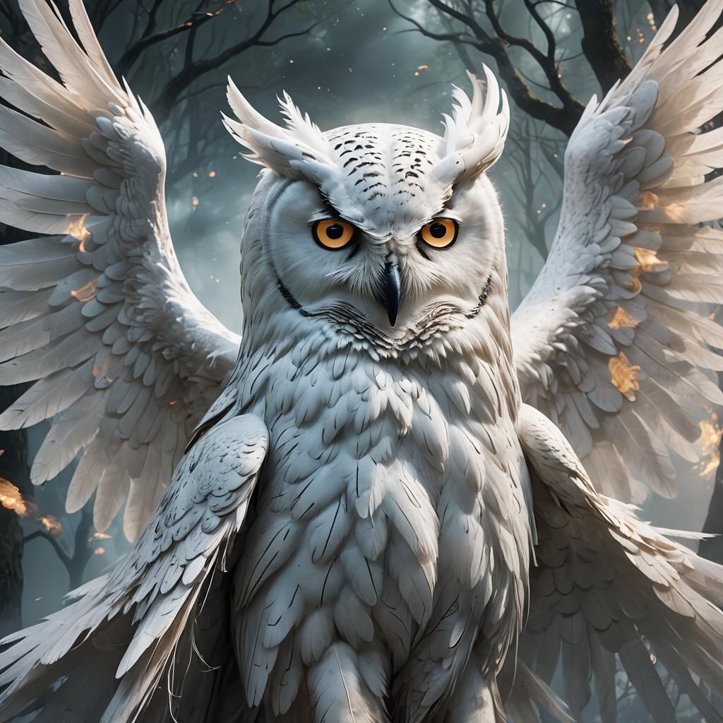Ethereal Owl Spirit Portrait in Dark Fantasy Style