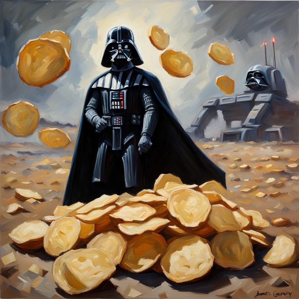 Potato Chip Darth Vader in Oil Paint