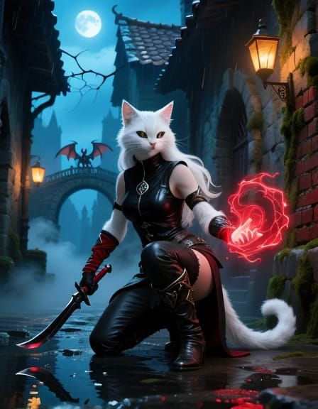 Catgirl Thief Manifests Magic in Riften Alley