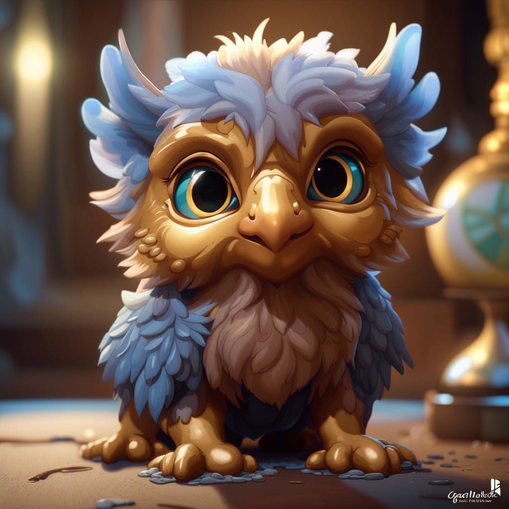 Cute Baby Griffin Art: Hyperdetailed, Dynamic Lighting
