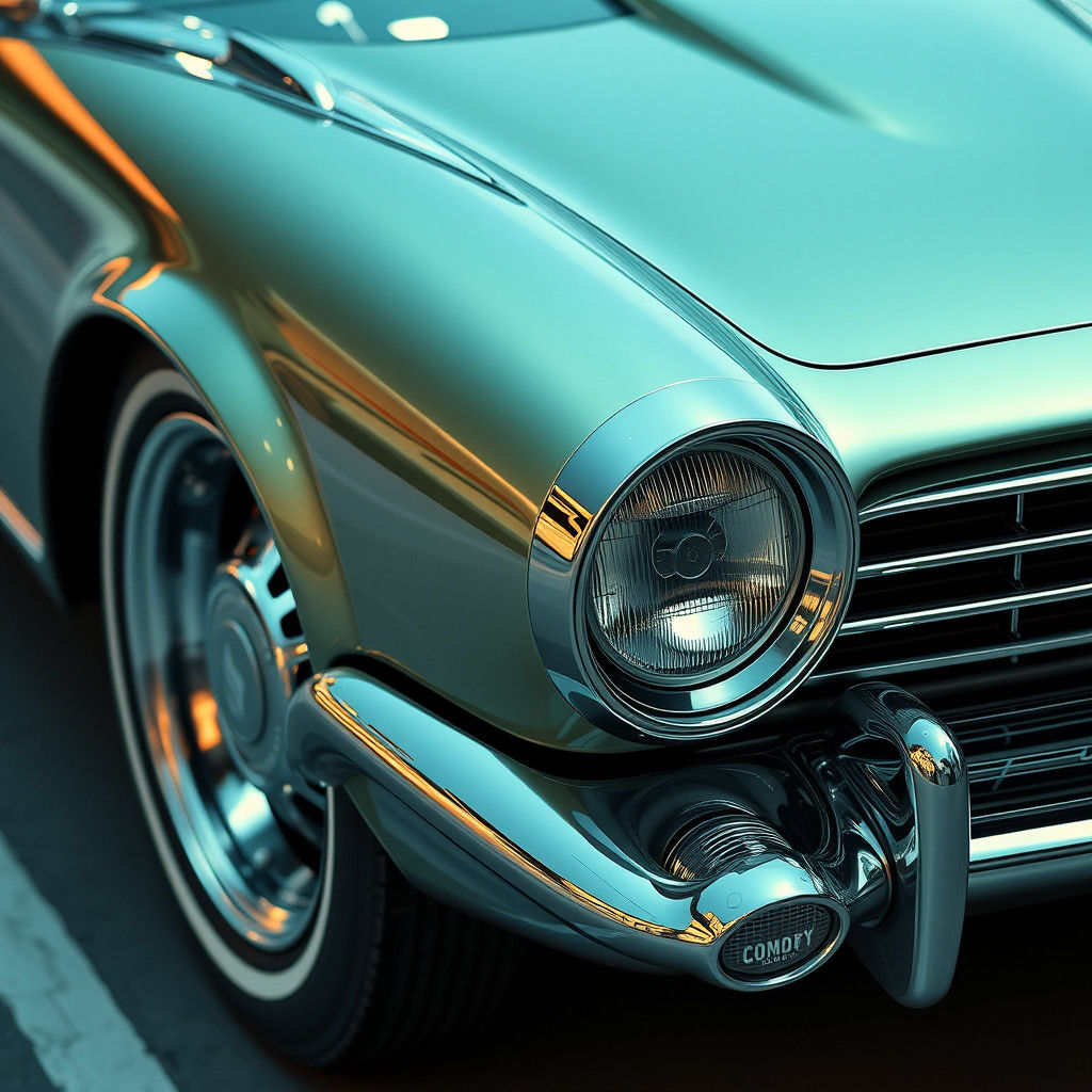 Retrofuturistic Sportscar Close-Up