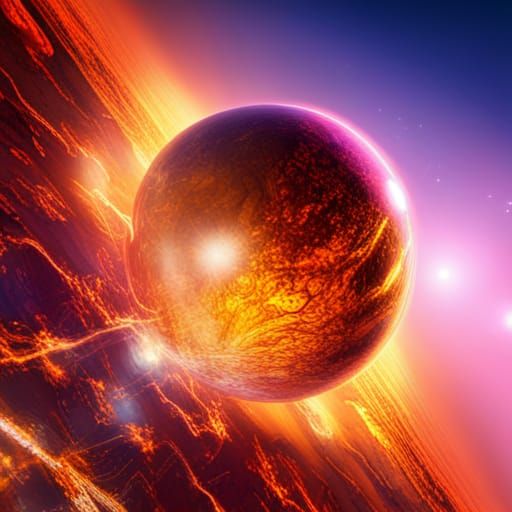 Amber Glass Planet in Deep Space: Digital Matte Painting