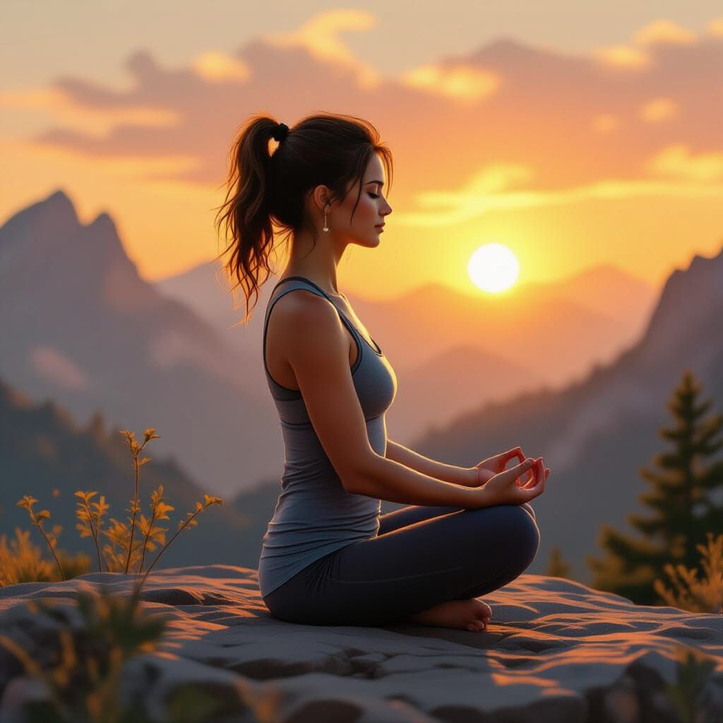 Yoga at Sunrise Landscape