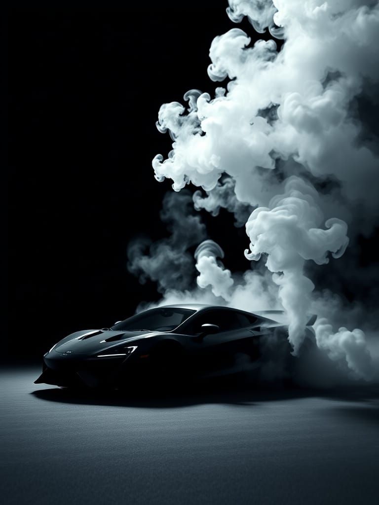 Swirling Smoke Reveals a Silhouetted Sports Car