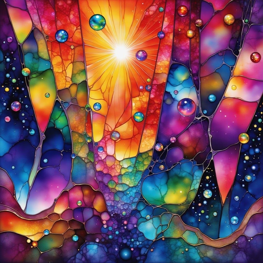 Vibrant Abstract Wallpaper with Silver Triangles