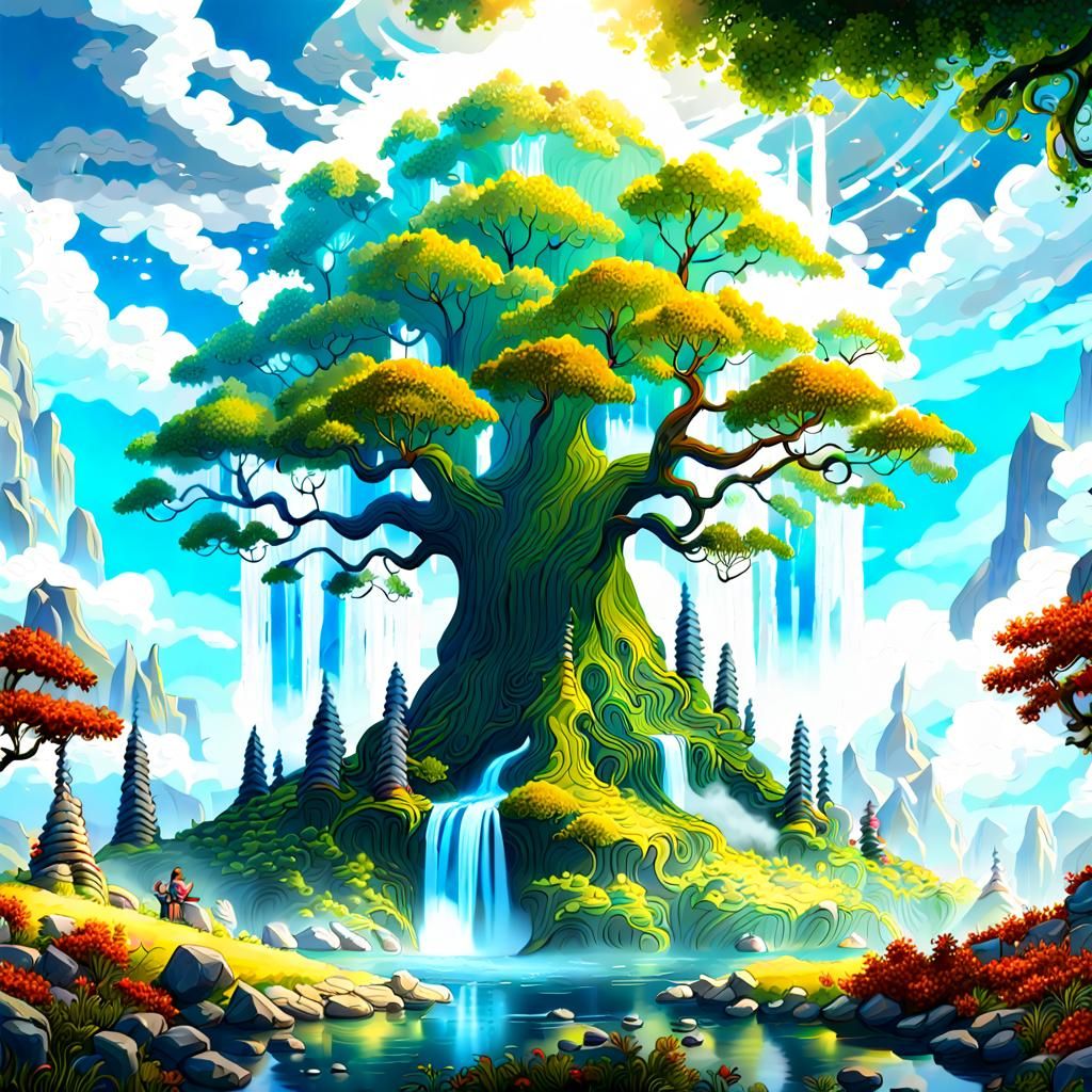 Fantasy Tree in Paradise: Matte Painting Landscape