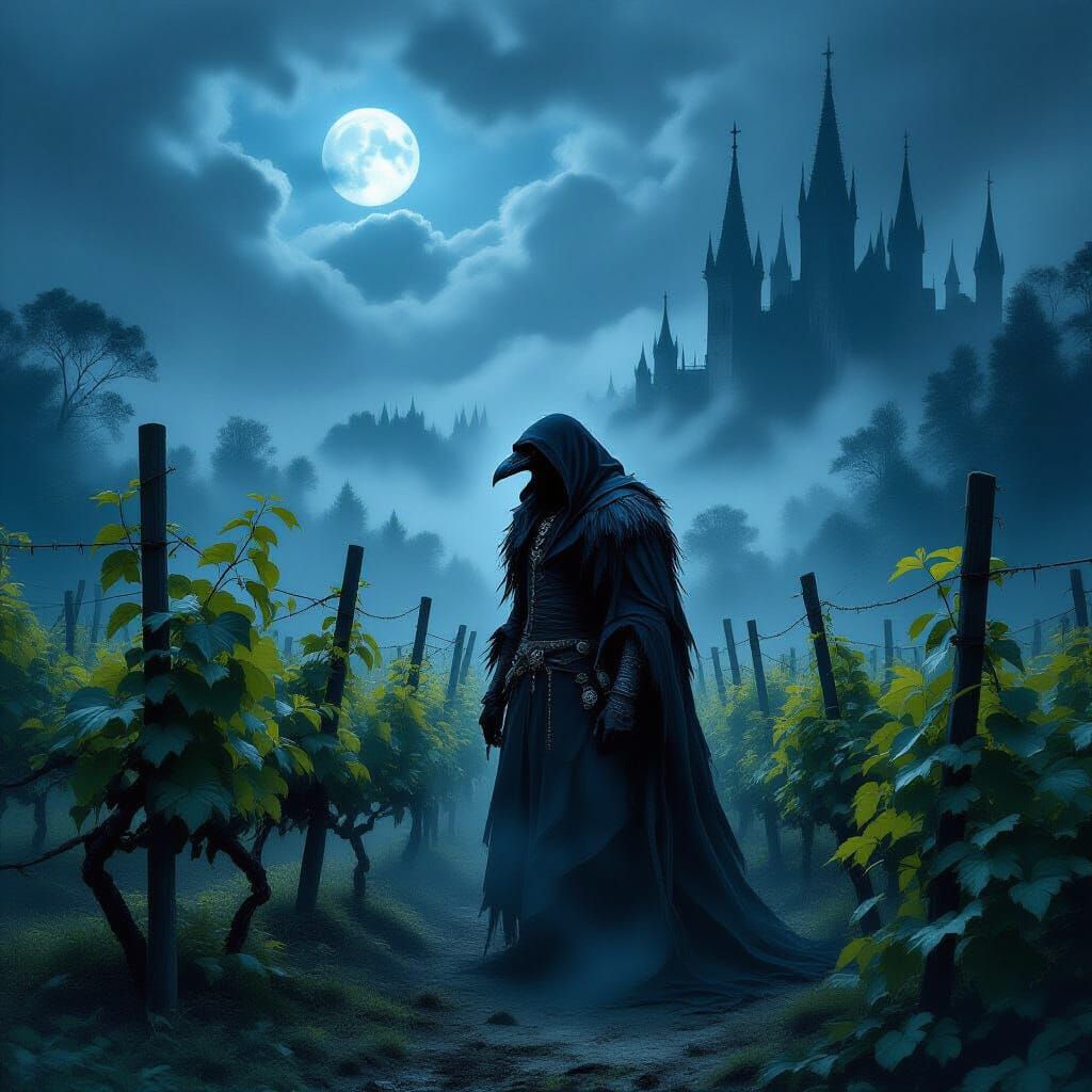 Wereraven in Dark Vineyard, Gothic Horror Fantasy