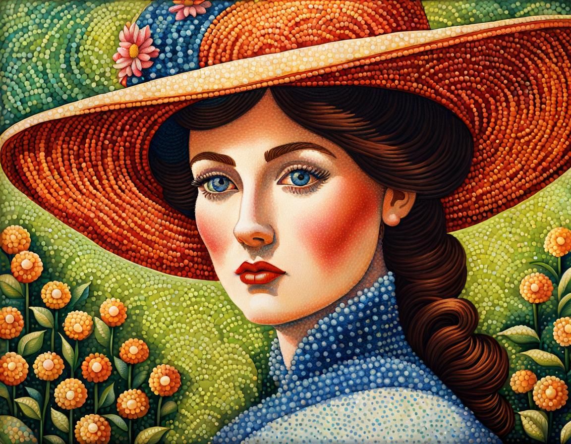 straw hat pointillism