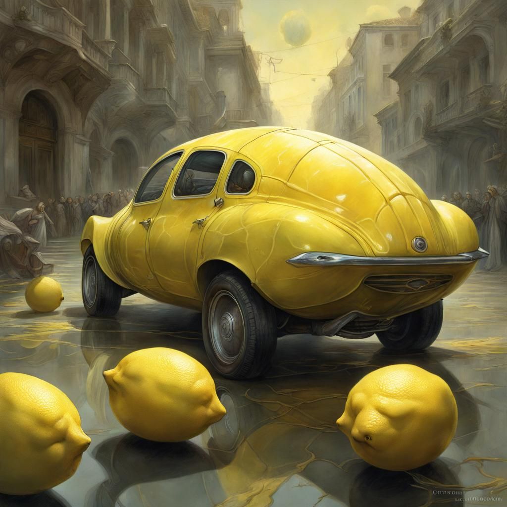 Surreal Lemon Car Concept Art