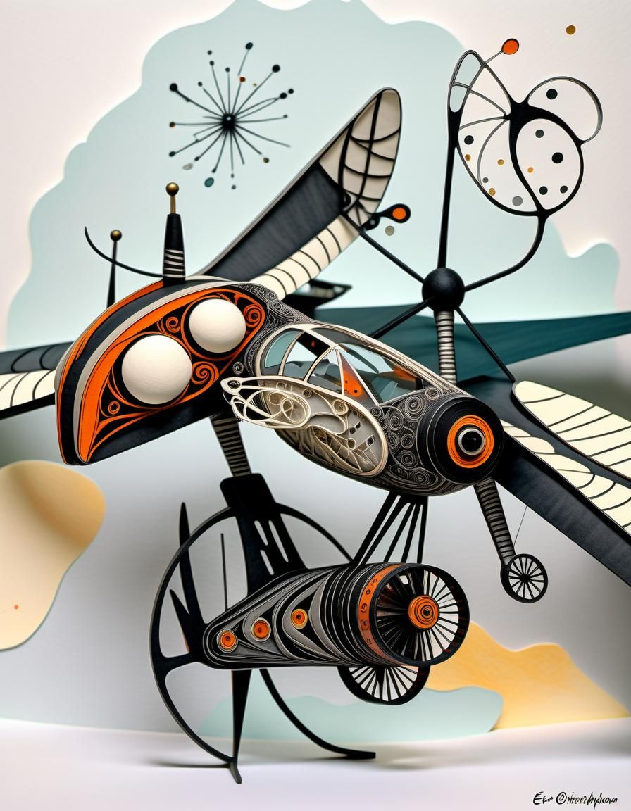 Abstract Time Machine in Expressionist Style