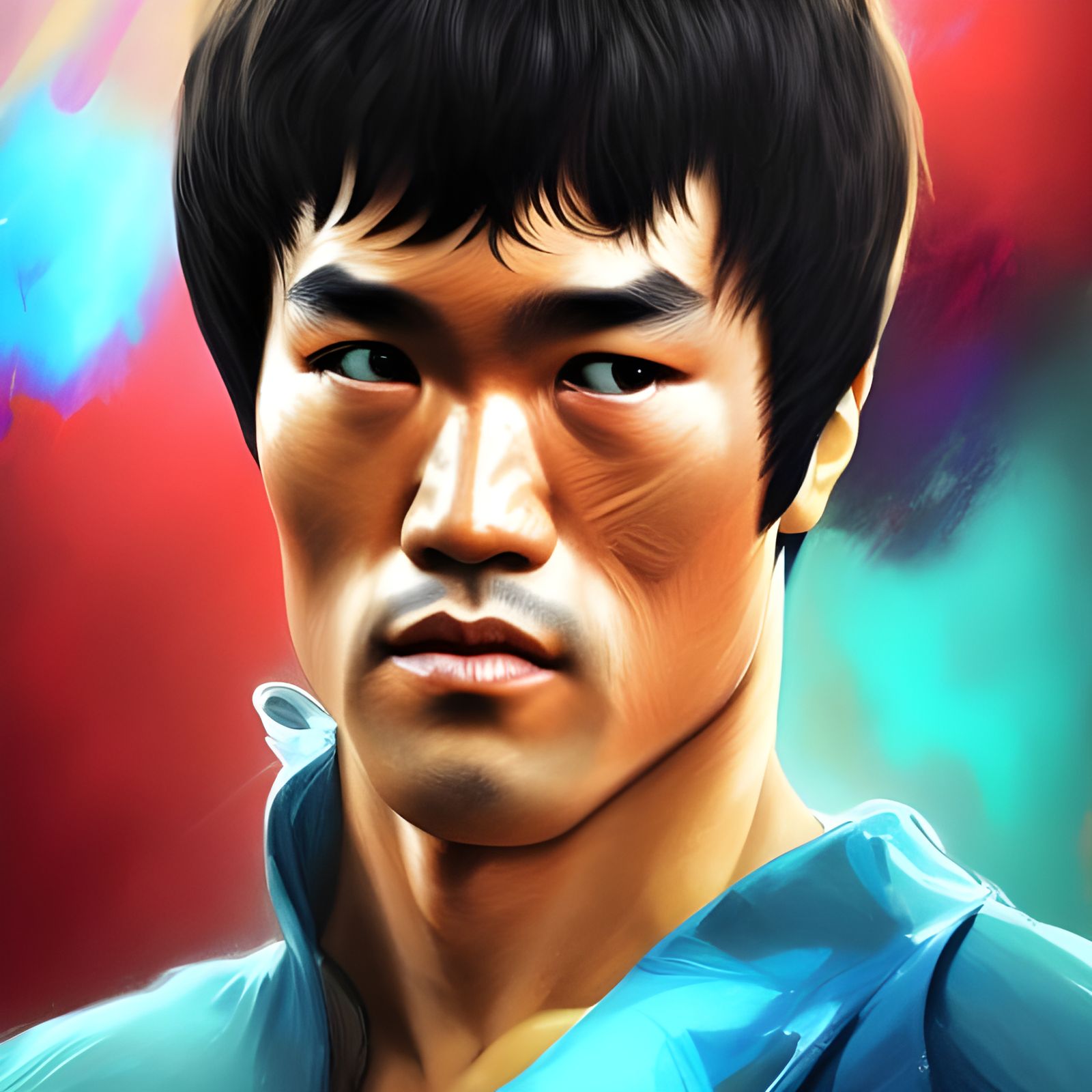 Bruce Lee Portrait in Hyperdetailed Style