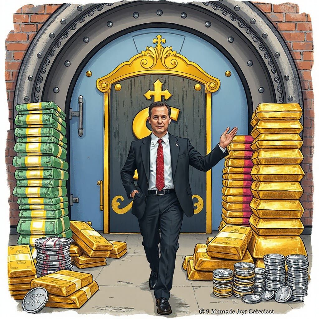 Ornate Vault Filled with Gold and Cash