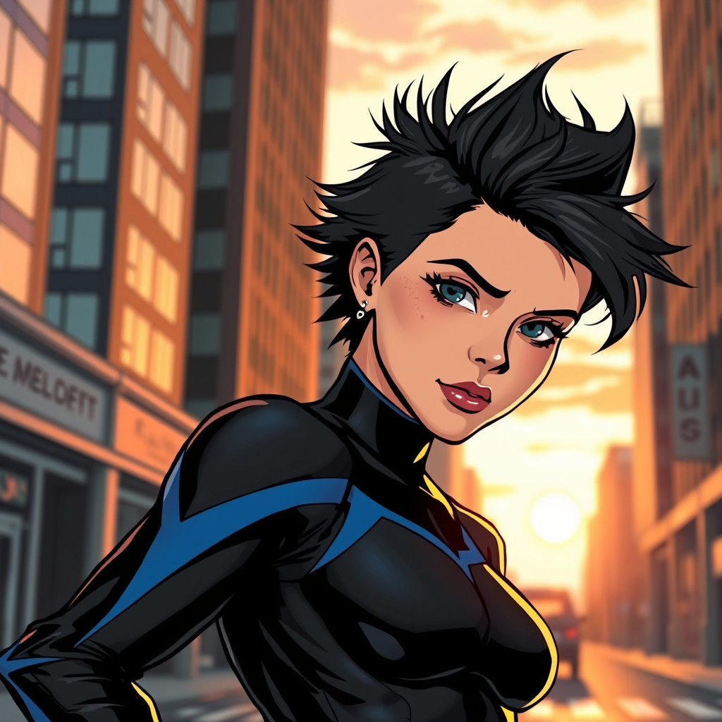 Superheroine with Rocky Skin, Gothic Comic Art