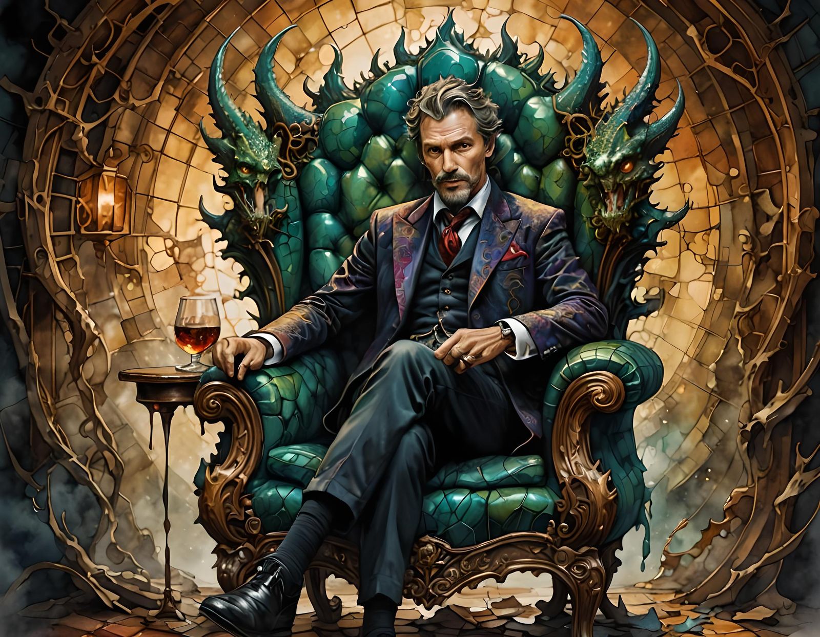 Simon Snowlock Portrait in Alcohol Ink Style