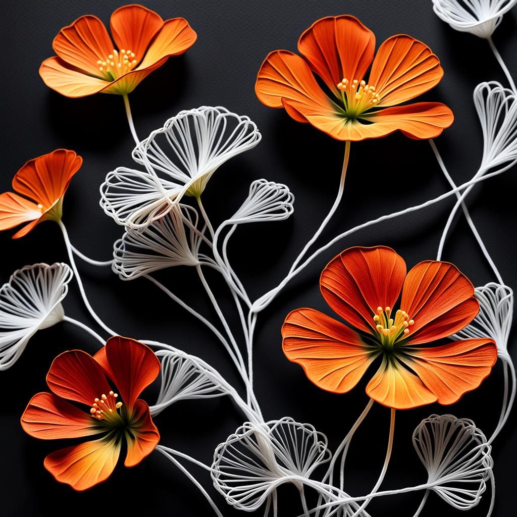 Abstract String art monochrome abstract artwork scene