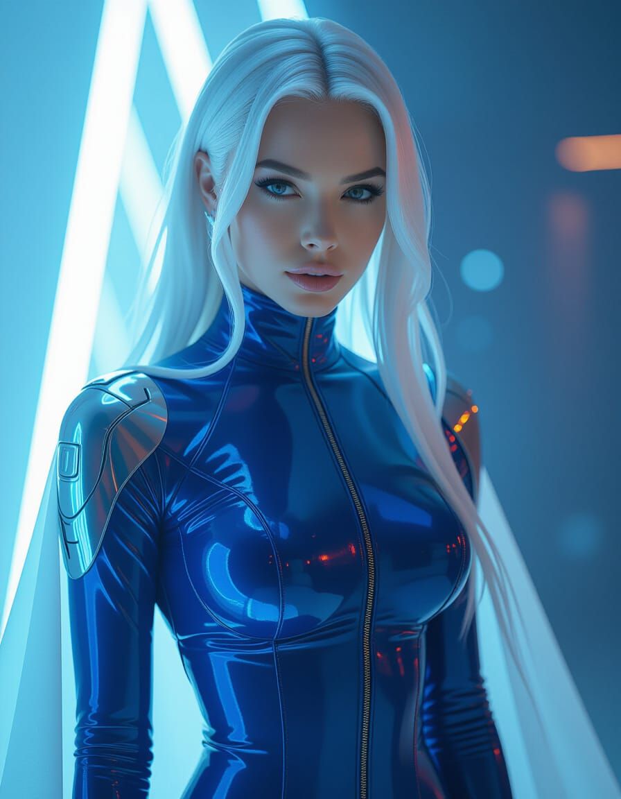 Cybernetic Woman in Futuristic, Hyperrealistic Film Style